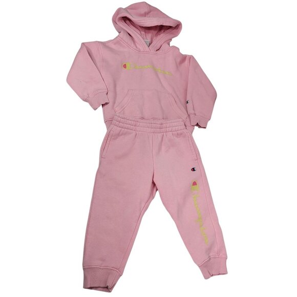 Champion Toddler Girls Pink Hoodie & Jogger Set Size 2T Used - Picture 1 of 16
